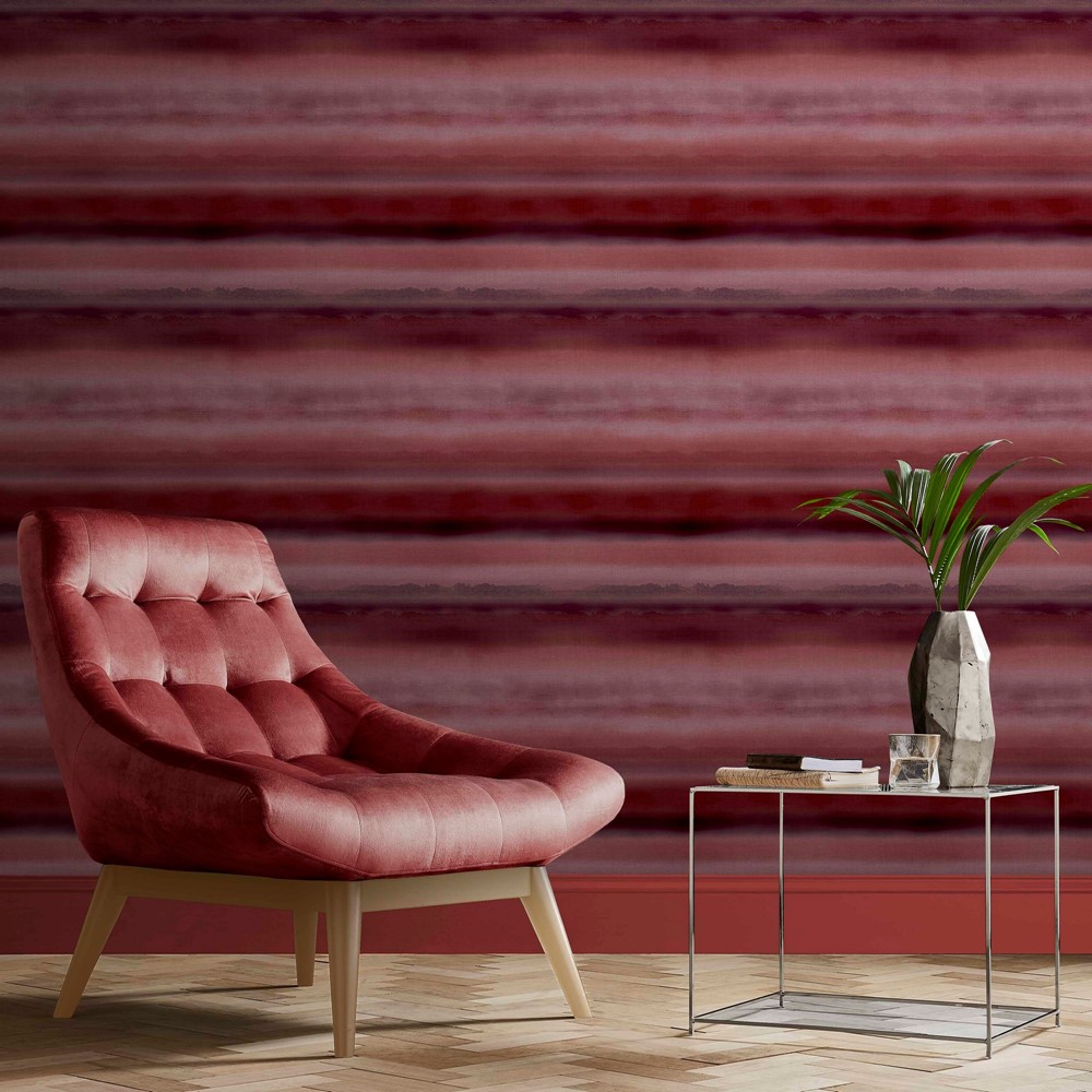 Horizon Wallpaper 112275 by Graham & Brown in Ruby Red